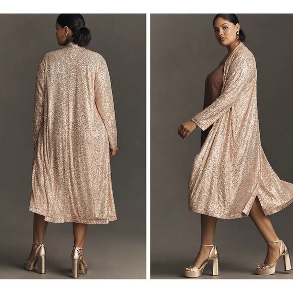 NWT Anthropologie Mare Mare Sequin Duster Cardigan in Rose Color - Picture 5 of 11